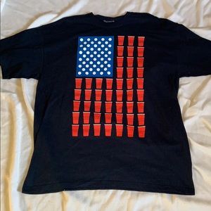 BEER PONG solo cup AMERICAN FLAG T SHIRT XL NAVY